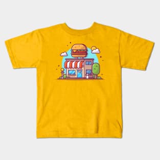 Burger Shop Cartoon Kids T-Shirt